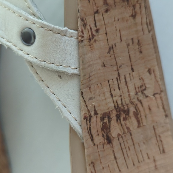 Crocs Open Toe Cork Wedge Strappy Slide Sandal 8 Creamy Beige Tan - Picture 10 of 16
